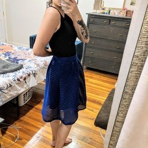 Royal Blue Mesh A-Line Skirt